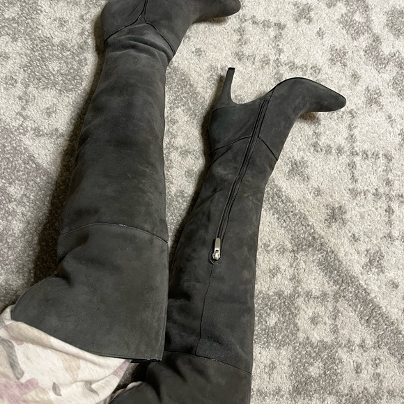 enzo angiolini suede boots 5 tall Leather chic festival y2k streetwear gray grey - Picture 4 of 11